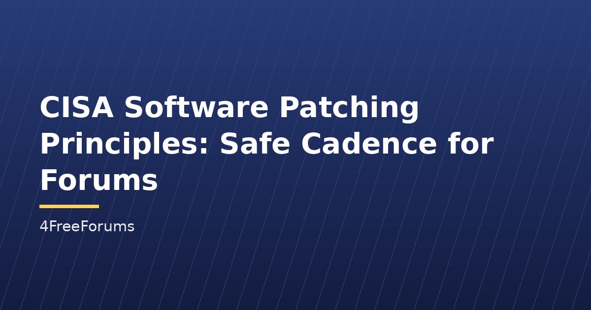 CISA Software Patching Principles: Safe Cadence for Forums