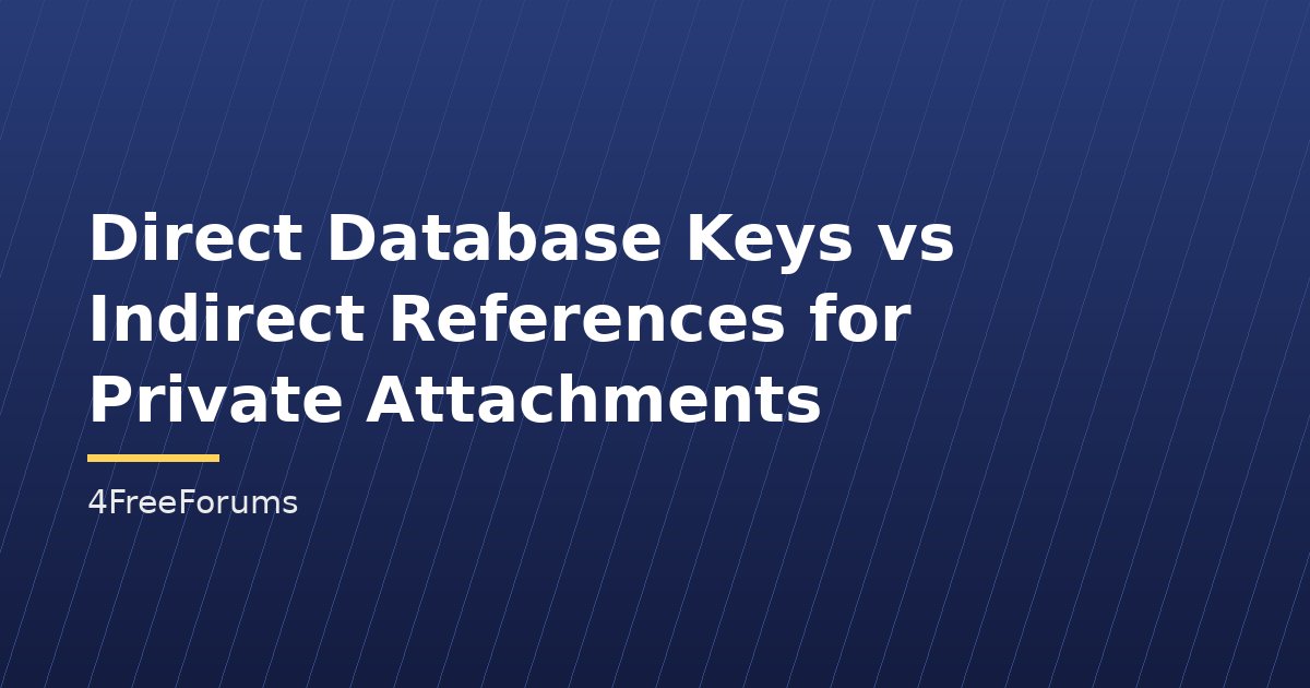 Direct Database Keys vs Indirect References for Private Attachments