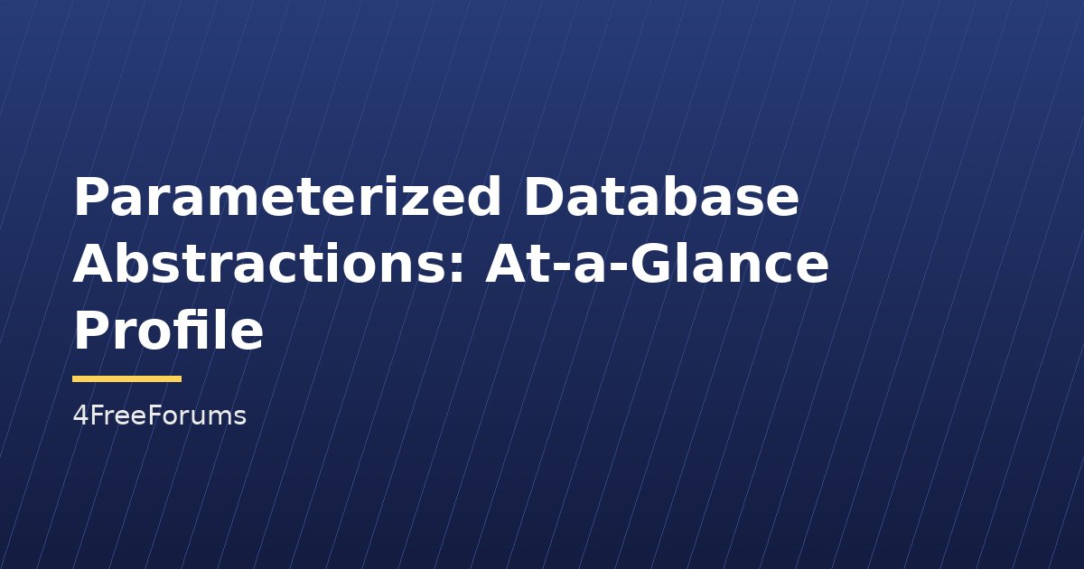 Parameterized Database Abstractions: At-a-Glance Profile